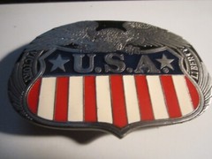 VINTAGE USA STARS AND STRIPES THEME BELT BUCKLE HEAVY GW-20