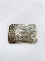 Western Designer Buckle In Silver Antique Color Plate Buckle Unisex Handmade 1.5
