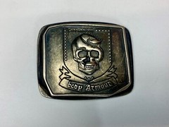 Skull – Body Armor Ribbon – unique Vintage Metal Belt Buckle