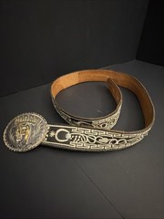 Vintage Artes Valenzuela AV Rodeo Horse Buckle & Charro Belt Mexico