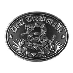 Don&rsquo;t Tread On Me Snake Belt Buckle Gadsden Flag Antique Silver Black Enamel