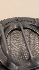 BevBuckle America USA Flag Patriotic Oval Belt Buckle Pewter Tone Made In USA