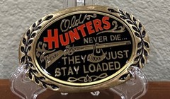 Walt Disney Productions Enameled Brass Belt Buckle Old Hunters Never Die…