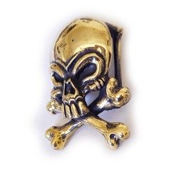 Skull with Crossed Bones Brass Belt Buckle