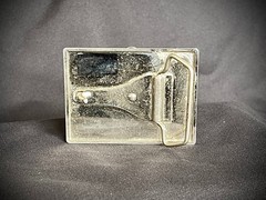 Studded Belt Buckle Leather Inlay Industrial OOAK 2.75&Prime; Darren McNeese