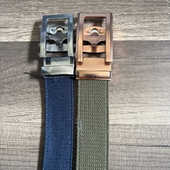 2 Anson Belt & Buckle Men&rsquo;s green and blue Ratchet Belt Silver and gold 32-34