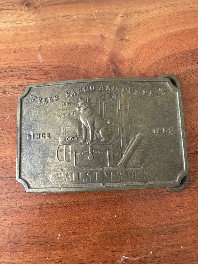 Wells Fargo Belt Buckle Wall Street NYC Brass Tiffany Bank Security Watch Dog