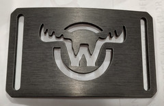 GRIP6 BELT BUCKLE – W and MOOSE / DEER ANTLER – GUNMETAL GRAY – 1.5 INCH WIDE
