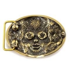 Santa Muerte belt buckle, solid brass Skull El Día de Muertos