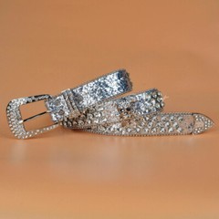 Skull Western Crystal Studded Belt Cowgirl Cowboy Rhinestone Belt For Women Men