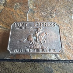 PONY EXPRESS vintage belt buckle Horse US Mail delivery 1849 cowboy