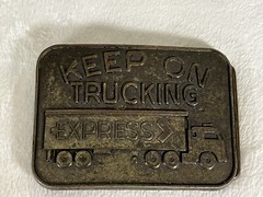 Vintage “Keep On Trucking Express” Rare Brass Belt Buckle