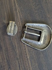 925 STERLING SILVER Vintage Chambers 1994 2pc Belt Buckle & Keeper 56g