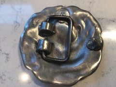 VINTAGE FINE PEWTER ROSE HEAD BELT BUCKLE 2 1/8” diameter