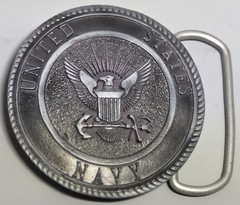 USN Pewter Belt Buckle – United States Navy Shield – FREE Shipping