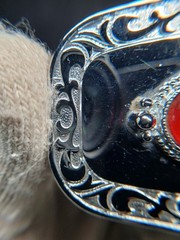 Western Red Stone Silver Belt Buckle