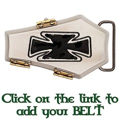 Coffin Belt Buckle Biker Iron Cross Stash Pot Treasure Goth Emo Halloween