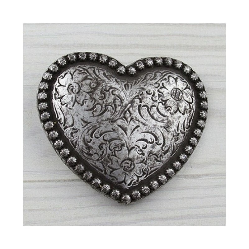 Victorian Heart Belt Buckle Antique Brass Antique Floral Engraved
