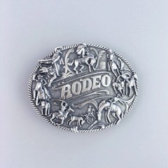 Vintage Silver Plated Rodeo Cowboy Man Western Belt Buckle Boucle de ceinture
