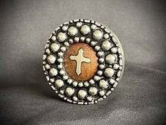 Handmade Round Cross Belt Buckle Gothic Rock Metal Darren McNeese