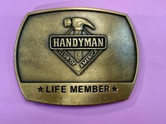 1996 Handyman Club of America *Life Member* Vintage 1996 Brass Tone Belt Buckle