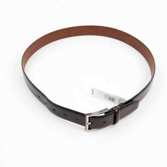 Mens Black Brown Reversible Leather Belt Silver Buckle Size 34-36