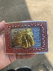 Western Buckle Gold Silver Red Horse Head Cowboy Buckle 2 » Hebilla Vaquero