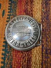 Vintage Harley Davidson Round Belt Buckle Bar & Shield Logo Motorcycle