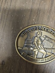 NRA Life Member Right To Bear Arms Belt Buckle Solid Brass Jadco Hunting Guns
