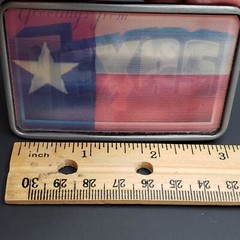 Texas Belt Buckle Holographic Souvenir Flag Horses Longhorn Fathers Day Gift EUC
