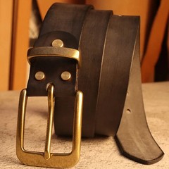 Retro Men&rsquo;s Leather Belt – 38mm Wide Brass Buckle Street Tough-Guy Style