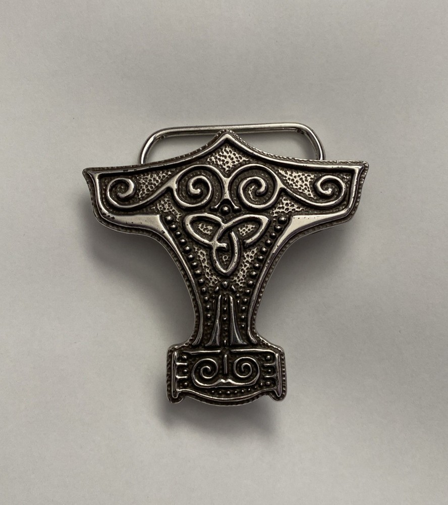 THORS HAMMER Silver Metal Belt Buckle Mjolnir Viking