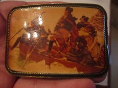 VINTAGE AMERICAN COLONIAL SCENE DESIGN BELT BUCKLE – GW-15