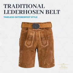 BAVARIA TRACHTEN Lederhosen Belt for Men Genuine Suede Large, Light Brown