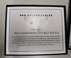 Vintage NRA Golden Eagles Belt Buckle New In Box Bronze Tone Appx 2.5 x 3.25&Prime;