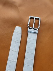 3.8CM White 100% Genuine Exotic Leather Skin Men Belt Buckle-Handmade-Customize
