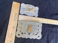 Brass Tone Revolver Guns Gun Belt Brass Boots Buckle 1 Steel 1 Nico Silver
