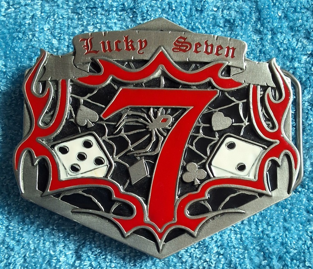 Lucky Seven 7 Pewter Belt Buckle – Great American Products USA (2004) #4688C