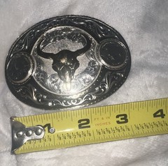 Montana Silversmiths Two-Tone Buffalo Nickel Belt Buckle Steer Head Skull Rodeo