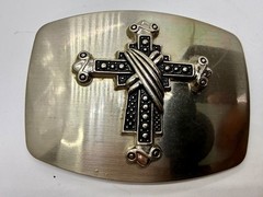 Gothic Medieval Centerpiece Iron Cross 3D Raised On Silver Color Belt Buckle