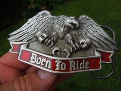 1992 The Great American Belt Buckle Harley-Davidson Born to Ride Eagle w/ Box