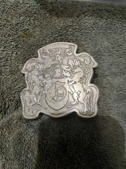 Silver Metal Heraldic Coat of Arms Crest Belt Buckle Antique Finish 1.5in