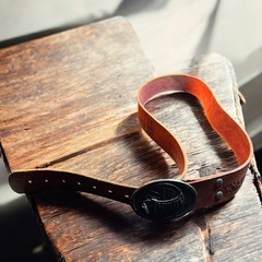 Vintage 1970s Schlitz Beer San Francisco Tooled Leather Belt with Buckle OOAK