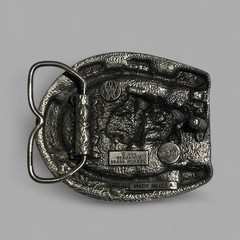 Vintage 1984 Bergamot Brass Works Horseshoe Western Cowboy Retro Belt Buckle