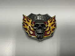 Pewter Belt Buckle Flaming Skull V-Twins Motorcycle Biker Lady Bradford Exchange