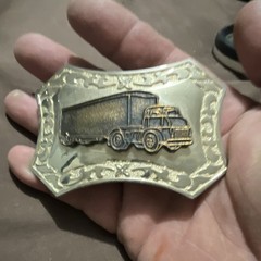 Western Semi Truck Belt Buckle Metal Rectangular 1.5in Belt Silver/Gold/Black