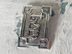 Nocona Mens Belt Buckle 3.5 x 2.5 in Cowboy Horse Cross Western Silver 1.5