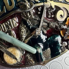 Vintage 1982 Bluegrass Music USA Belt Buckle Pewter Enamel Fiddle Banjo H918