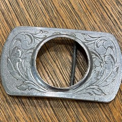 Men&rsquo;s Western Silver Tone Floral Engraved Metal Frame Belt Buckle Fits 1.5&Prime;