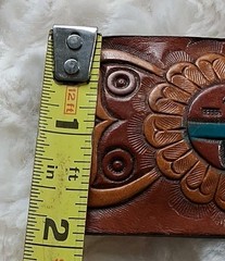 vintage NATIVE AMERICAN belt buckle TOOLED handcrafted WESTERN leather INDIAN